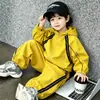 Conjunto casual esportivo para meninos e meninas 26 primavera e outono novo conjunto de duas peças com jaqueta com capuz e calça comprida infantil estiloso