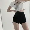 Shorts Súper Cortos Chica Picante Negra para Mujer Cintura Alta Adelgazantes Pantalones Casuales Verano Sentido del Diseño Ajustados que Marcan la Cadera Pantalones Cortos de Moda