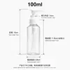 Botella de plástico PET transparente tipo press con bomba de clip y dispensador de pico de pato, 100 ml para envase de loción corporal, en stock