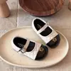 Sapatos Mary Jane Infantis Color Block Estilo Francês Pequenos Outono e Primavera Meninas Xadrez Baixo Plano Sapatos Simples Fashion Versátil Sapatinhos de Couro