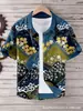 Camisa Estilo Chinês Transfronteiriça Amazon Jovem Pintura a Tinta Verão 2024 Nova Camisa Masculina de Manga Curta Respirável