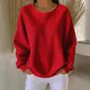 Camiseta feminina de manga comprida, gola redonda, estampada, casual, solta, waffle de face única, europeia e americana, para Amazon, transfronteiriça