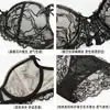 Conjunto de Sujetador y Bragas Sexy de Estilo Francés para Mujer, Ultra Delgado, Hueco, Transpirable, Cómodo, Algodón Puro en la Entrepierna, Lencería de Encaje Pura Deseo