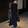 Nuevo Vestido de Punto Negro Estilo Francés de Lujo Ligero para Primavera y Otoño 2026, Elegante Ajuste Ceñido, Adecuado para Usar en Capas con un Abrigo, Vestido Largo