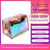 Bolsa Laser de Grande Capacidade Bolsa Cosmética Transparente Bolsa de Higiene Pessoal TPU Fantasia Bolsa de Cosméticos Impermeável para Viagem Logo Personalizado