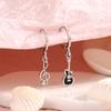 Pendientes Asimétricos de Nota Musical para Guitarra con Diamantes Brillantes, Estilo Unisex Europeo y Americano, Pendientes Negros de Bajo de Instrumento de Rock para Mujeres