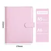 Cuaderno de hojas sueltas macaron en stock, diario portátil A6 de PU para estudiantes, cuaderno de estudiante personalizable de alta apariencia
