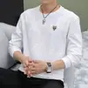 Fabricante Original Estilo Casual Primavera e Outono Moletom Masculino de Manga Longa Gola Redonda Maduro e Versátil Cor Sólida Jacquard Estilo Maduro
