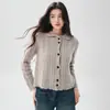 26 Nuevo Suéter de Cachemir de Otoño para Mujer, Ajuste Relajado, Cuello Polo, Adornado con Borlas, Cárdigan Abierto de Punto Trenzado