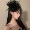 Sombrero de malla negro retro estilo francés, accesorio para el cabello, accesorio para fotos de cumpleaños, pinza para el cabello de mujer, tocado vintage estilo chino