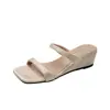 Sandalias sencillas y versátiles sin cordones con cuña para mujer, adecuadas para usar al aire libre, nuevo estilo de verano 2026, para combinar con faldas, sandalias de estilo francés