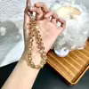 Cadena de Mano de Cuentas de Cristal Lujosa y de Gama Alta, Correa Corta para Muñeca con Clip, Funda para Teléfono Móvil, Llavero, Colgante para Bolso