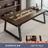 Conjunto de Mesa de Chá e Cadeiras em Cor de Madeira Maciça, Uma Mesa e Cinco Cadeiras, Mesa de Chá Estilo Chinês Novo para Negociações Comerciais e Uso em Escritório, Mesa de Chá Grande, Mesa de Centro