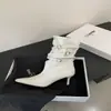 []Fivela de Cinto Botas Empilhadas com Bico Fino e Salto Alto Fino, Botas de Cano Médio, Botas de Tornozelo Western Cowboy Franzidas Vintage