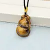 Colgante de Calavera de Ojo de Tigre Natural Pixiu para Hombres y Mujeres, Hebilla de Seguridad Buda Guanyin Colgante de Zorro Joyería