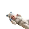 Fuente transfronteriza fotografía de recién nacido hecho a mano tejido oso pequeño accesorio para foto sombrero oso blanco pequeño gorro de lana para bebé