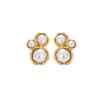 Comercio exterior nuevos populares aretes de botón de placa de flor de tres perlas aretes de botón de girasol de moda simple Joyería aretes