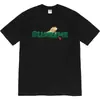 Camiseta de Algodón Puro de Estilo Europeo Transfronterizo, Tendencia Original 24Ss, Camiseta de Manga Corta con Estampado de Letras y Pintura en Spray Graffiti