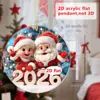 Papá Noel de Navidad da la bienvenida a 2026 Colgante Decorativo de Prop de Acrílico Plano 2D para Coche Mochila