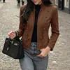 Tiktok otoño nuevo artículo superventas chaqueta corta estilo marino transfronteriza europea y americana comercio exterior cuello mao delgado chaqueta mujer