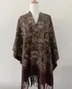 Novo xale xadrez da moda outono e inverno, capa estilosa com franjas, lenço vintage e peça de outer wear para mulheres