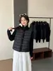 Chaqueta de algodón de punto con cuello alto y patchwork de moda para mujer, estilo corto, nueva colección de invierno 2026, abrigo ligero de algodón para figuras petite, moderno