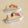 Zapatos de Lona con Suela Gruesa para Aumentar la Altura para Mujer, Nuevo Estilo de Verano, Tejido Delgado y Transpirable, Antideslizantes, Versátiles, Casuales, Zapatillas de Plataforma con Bloques de Color para Mujer