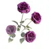 Flores Artificiales con 4 Cabezas de Rosas Lichi, Rosas Artificiales, Hibiscos, Peonías, Arreglos Florales de Boda al por Mayor