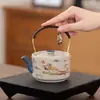 Firestone Rojo Cielo Volador Dunhuang Kung Fu Juego de Té Cerámica Tazas de Té Domésticas Tazas de Té Tazas de Maestro Tetera Antiescaldante con Asa