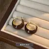 Pendientes Geométricos Metálicos Color Café Maillard Retro Otoño e Invierno Pendientes de Lujo de Gama Alta Accesibles Elegantes de Nicho