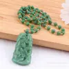 Colgante de Jade Verde Esmeralda Natural de Birmania Imitación Punto Turístico Caliente Empuje Drenaje Dinero Pixiu Guanyin Colgante Cadena de Suéter