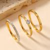 Anillo de Acero Inoxidable Transfronterizo Juego de Tres Piezas Lujo Ligero Sensación de Alta Gama Anillo de Diamantes de Barro Cerámico Entrelazado Anillo de Dedo Índice Anillo de Cola Joyería para Mujer