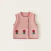 Suéter feminino 2026 outono novo estilo colete fofo para meninas pequenas, suéter de tricô estiloso para meninas