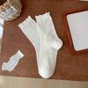 Calcetines Blancos para Mujer Encaje Japonés Calcetines de Tubo Boca de Burbuja Verano Delgados Calados Patrón Oscuro Calcetines de Rizo Calcetines Sueltos