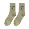 Nuevas Medias de Algodón Estilo Coreano para Mujer Otoño Expresión Divertida Jacquard Elegantes Tendencia Ins Media Pantorrilla Calcetines para Hombre