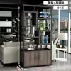 Estante de prateleiras divisórias, estante de livros, tela de ferro estilo industrial autoportante para sala de estar, armário de parede para escritório, decoração de sala de jantar, hall de entrada