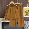 Novo Conjunto Feminino 2025 Cor Lisa Top Regata Sem Mangas Calça Wide Leg Conjunto de Duas Peças Feminino Coreano Casual Roupa de Verão
