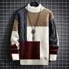 Suéter para Hombre 2025 Otoño Ropa para Hombre Tejido Suéter Jersey Juventud Popular Cuello Medio Alto Manga Larga Juventud Negro