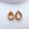 Acessórios de joias DIY em vidro de cristal com incrustação de cobre, cor galvanizada que não desbota, pingentes, brincos, berloques, componentes de colar