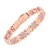 Pulsera magnética popular transfronteriza europea y americana, moderna y de lujo ligero, aleación con forma de trébol con diamantes, pulsera magnética de una fila para mujer
