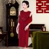 Nuevo cheongsam chino vestido de brindis banquete de boda vestido de mamá temperamento elegante vestido rojo vino [8862]]