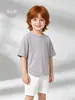 Camiseta de Manga Corta para Niños, Estilo Bambú Algodón Delgado de Verano, Top Casual de Manga Corta Estilo Coreano para Niños y Niñas, Moderno y Versátil