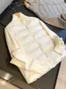 Estilo Coreano Invierno Versátil Punto Manga Parche Acolchado Color Sólido de un Solo Botón Suave Cálido Chaqueta de Algodón Casual Corta Exterior Mujer