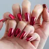 Pegatinas para Uñas de Color Sólido Galvanizadas Estilo Maduro Que Realzan el Cutis, Puntas Cuadradas para Uñas de Longitud Media, Uñas Portátiles Desmontables Al Por Mayor