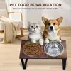 Estante para Comedero de Mascotas Combinación Hierro-Madera Doble Tazón Alto Protección Cervical Gato Estante para Tazón Madera Perro Gato Cuenco para Beber Agua Alimentación