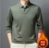 Transmisión en Vivo Moda Casual de Primavera y Otoño para Hombre, Dos Piezas Falsas, Cuello Falso de Dos Piezas, Polar Engrosado, Camiseta Polo Base de Alto Volumen