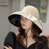 Nuevo sombrero de sol de plástico negro de ala grande para primavera y verano con lazo, sombrero de pescador plegable para almacenamiento, moda femenina, todo partido, protección solar
