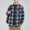 Roupas Masculinas Fengshe / Nova Coleção de Outono Marca Tendência Retrô Camisa Masculina Xadrez Tingido em Fio Manga Longa Jaqueta Casual Solta Estilo Americano