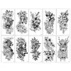 Pegatinas de Tatuaje para Brazo Estilo Ins Animal Oscuro Floral, Patrón Grande Realista Cabeza de Ciervo Martillo Set Floral Pegatinas de Tatuaje Hechas a Medida