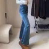 Calça Jeans Stretch Retrô Plus Size Feminina Primavera e Verão para Meninas Cheinhas Shape Pera Cintura Alta Emagrecedora Reta Calça Ferradura